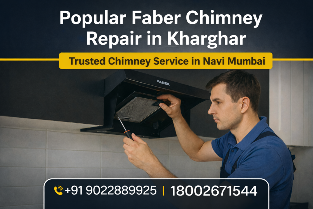Technician repairing Faber kitchen chimney in Kharghar Navi Mumbai