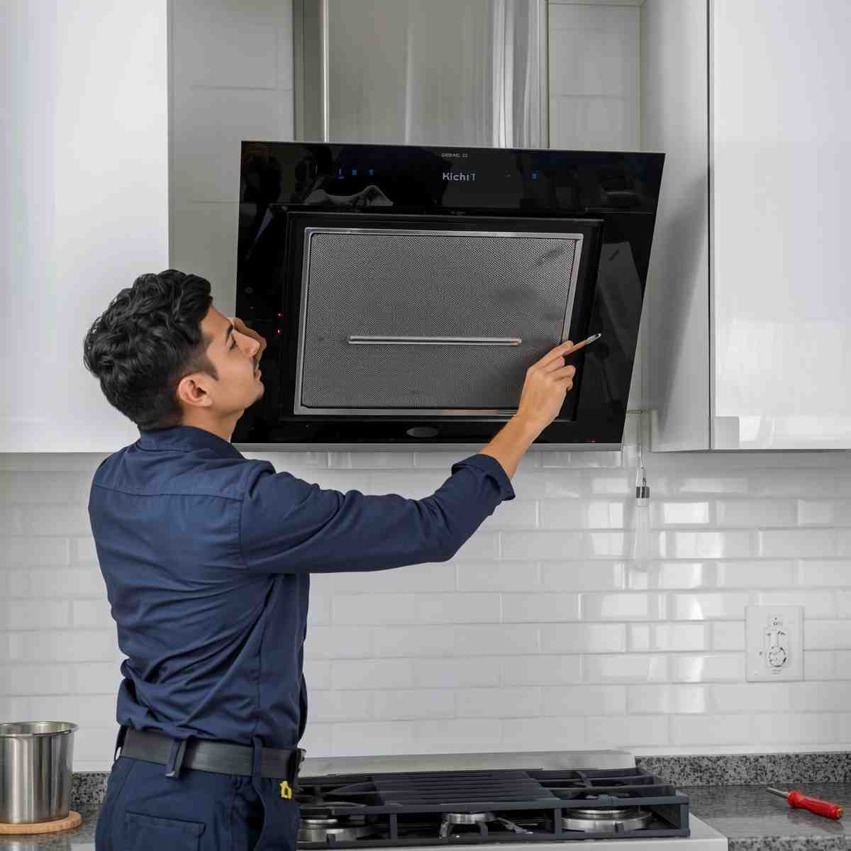 Kitchen chimney repair technician servicing chimney motor in Mumbai