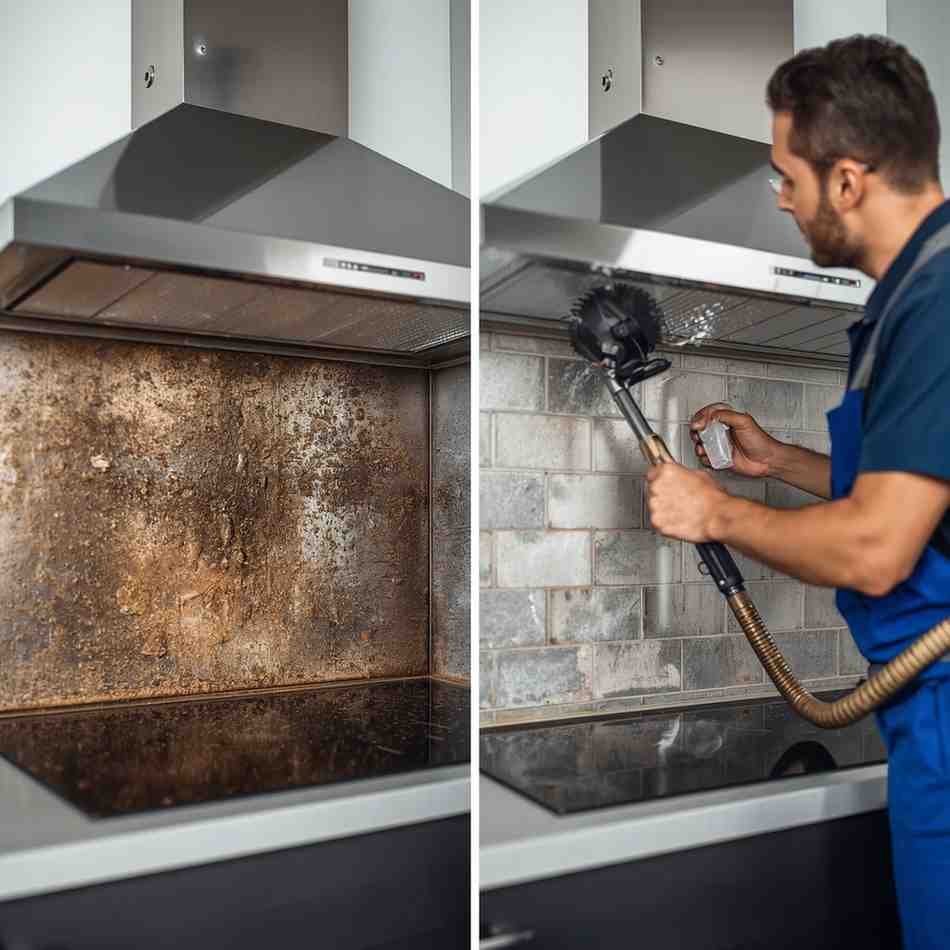 Professional chimney deep cleaning service removing grease buildup in Mumbai